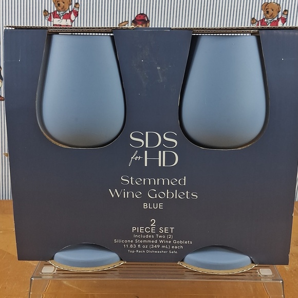SDS For HD 2 Blue Silicone Stemmed Wine Goblets Dish Washer Safe 11.83 Fl Oz - Picture 2 of 5